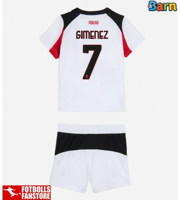 AC Milan Santiago Gimenez #7 Bortatröja Barn 2025-26 Kortärmad (+ Korta byxor)